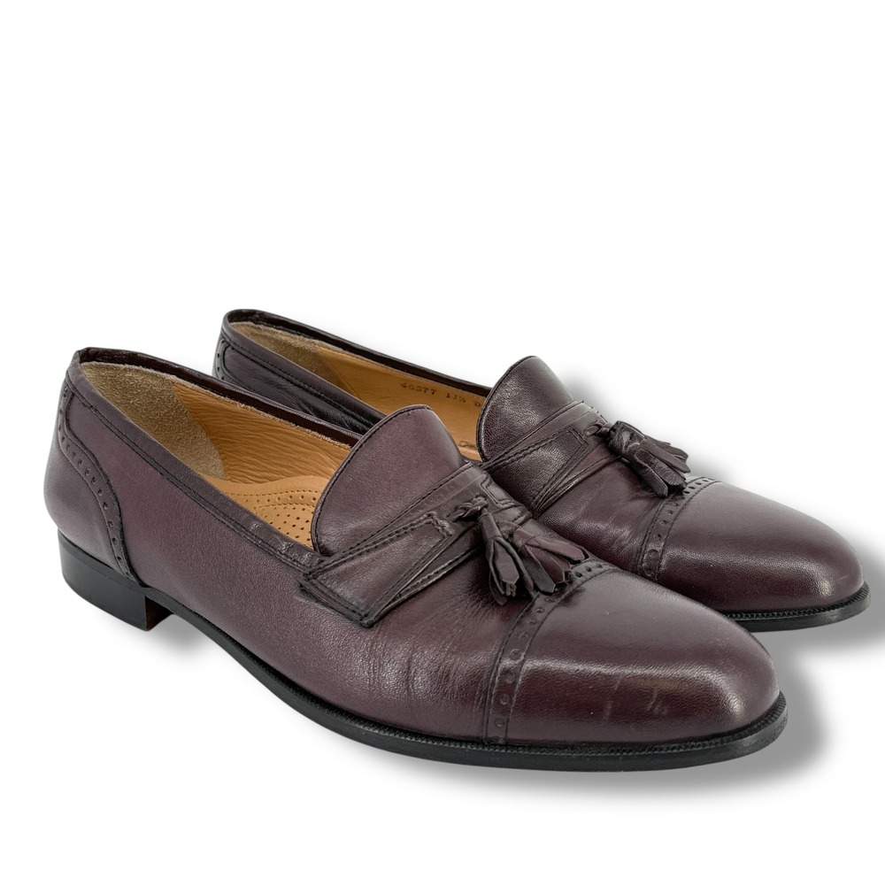 Pierre Cardin Espace Burgundy Leather Tassel Loafer Shoes Mens Size 11.5 D